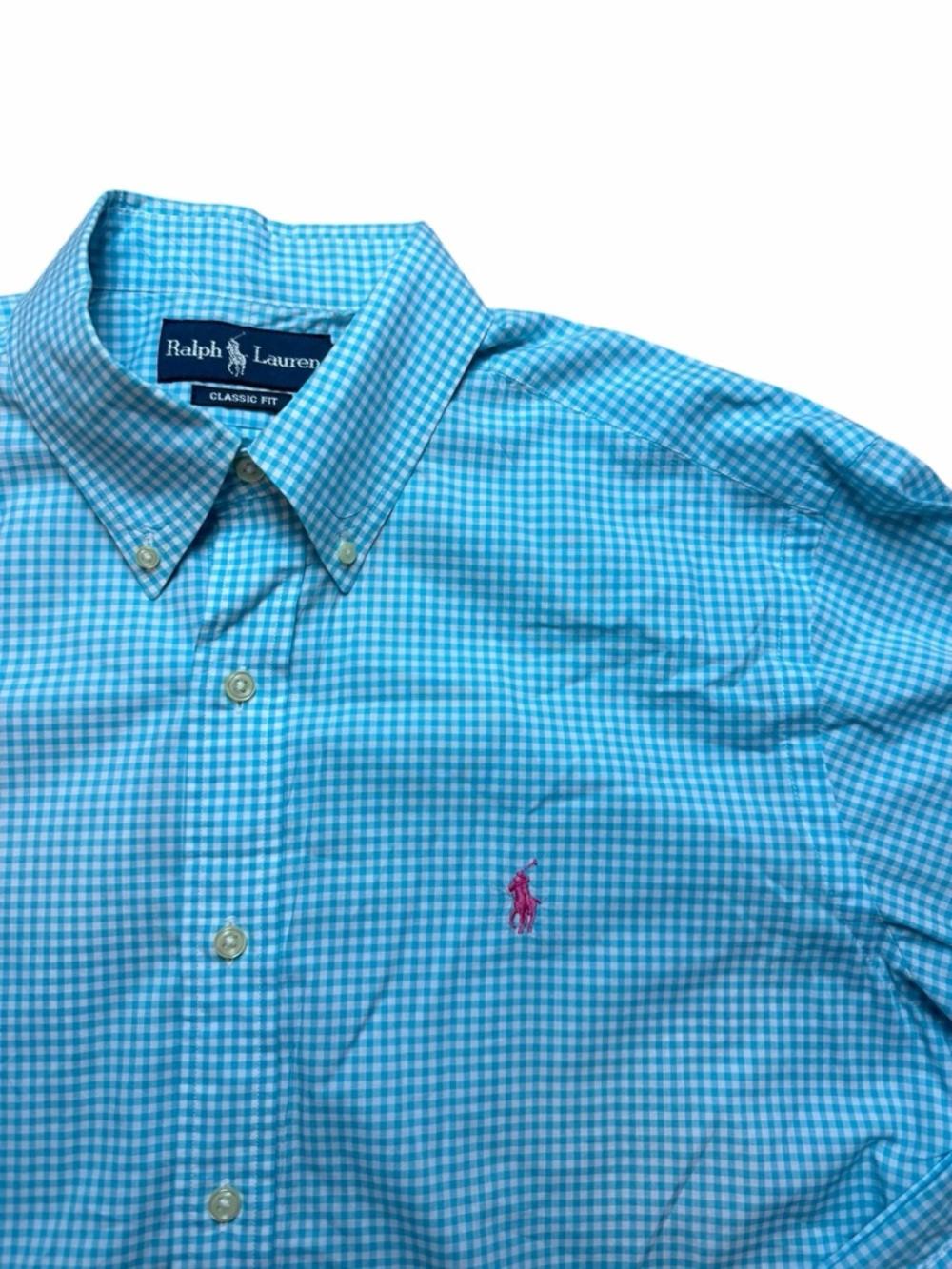 Ralph Lauren Men’s Sky Blue Plaid Gingham Button-Down Shirt - Picture 3 of 7